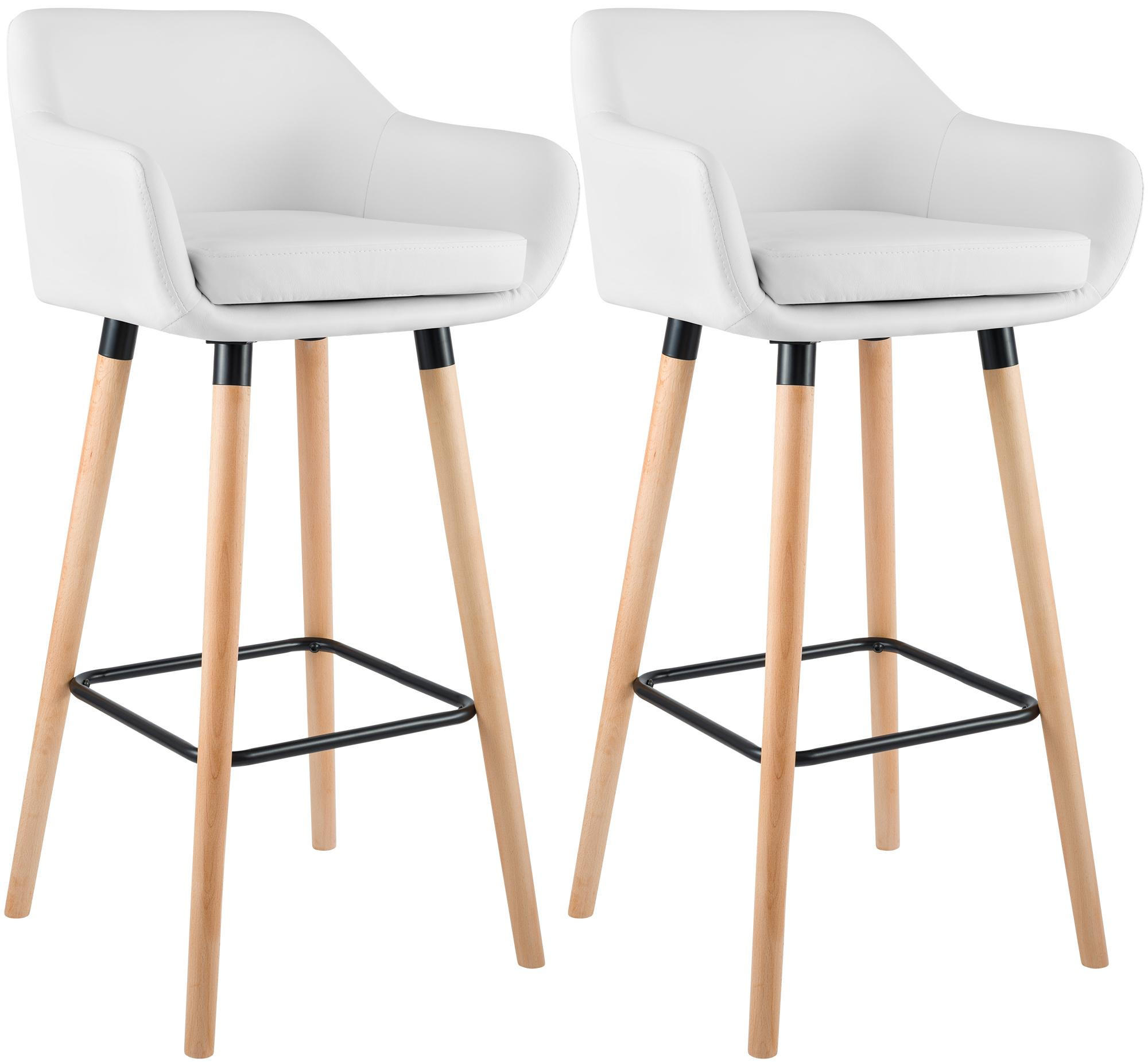 BARHOCKER 2er Set Mirid Kunstleder Weiß - Weiß, Leder (55/99/46cm) - DELUKE