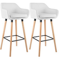 BARHOCKER 2er Set Mirid Kunstleder Weiß - Weiß, Leder (55/99/46cm) - DELUKE