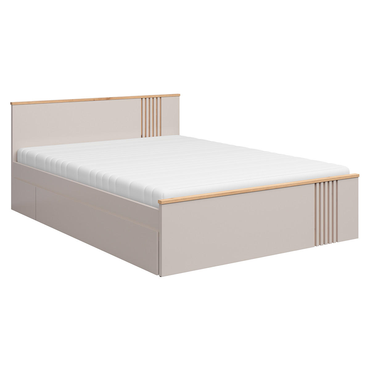 POSTEL 160/200 Ezra Kašmír a dřevo - béžová, kompozitní dřevo (160/200cm) - Petits-meubles
