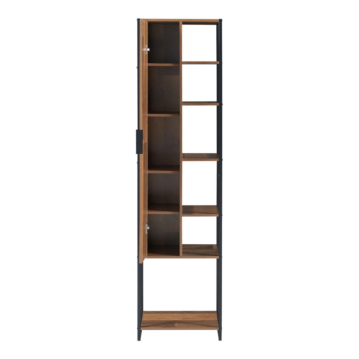 HOCHSCHRANK Namsskogan - Walnussfarben/Schwarz, Holzwerkstoff/Metall (42.5/165/30cm) - [en.casa]