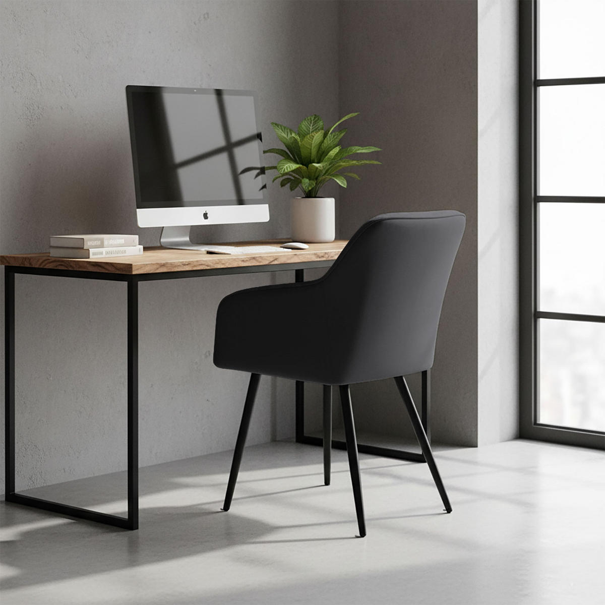 POLSTERSTUHL 4er Set, Metallbeine Schwarz 54,5/83/58 - Schwarz, Textil (55/83/58cm) - RAUMHIRSCH FURNITURE