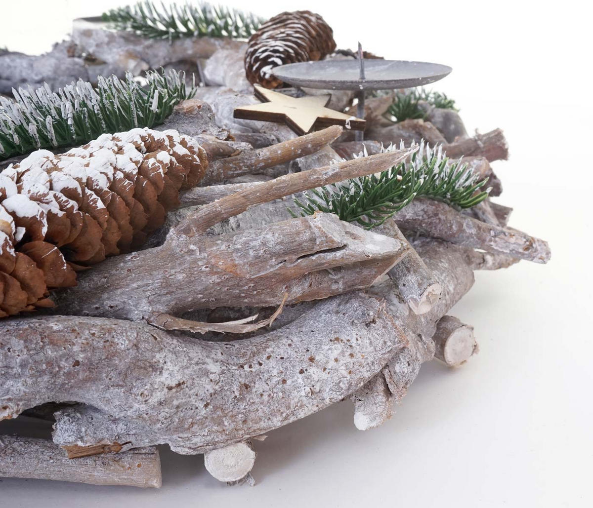 ADVENTSKRANZ XXL RUND HOLZ OHNE KERZEN Weiß - Weiß, Holz (48/11cm) - MCW