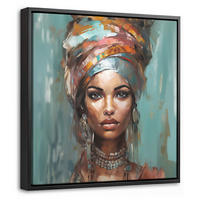 LEINWAND Bilder mit Rahmen - Frau - Kunst - Schmuck - Porträt - 20x20 - Blaugrau, Textil (20/20cm) - MuchoWow