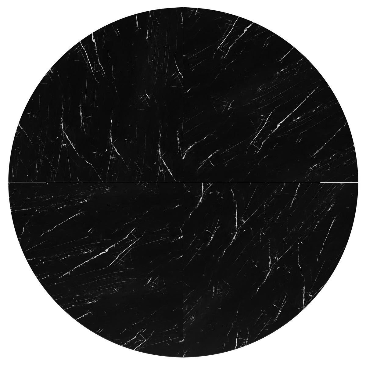 ESSTISCH rund 120 cm Schwarz in Marmoroptik mit Metallgestell und Ablage - Schwarz, Holzwerkstoff (120/120/75cm) - OKWISH