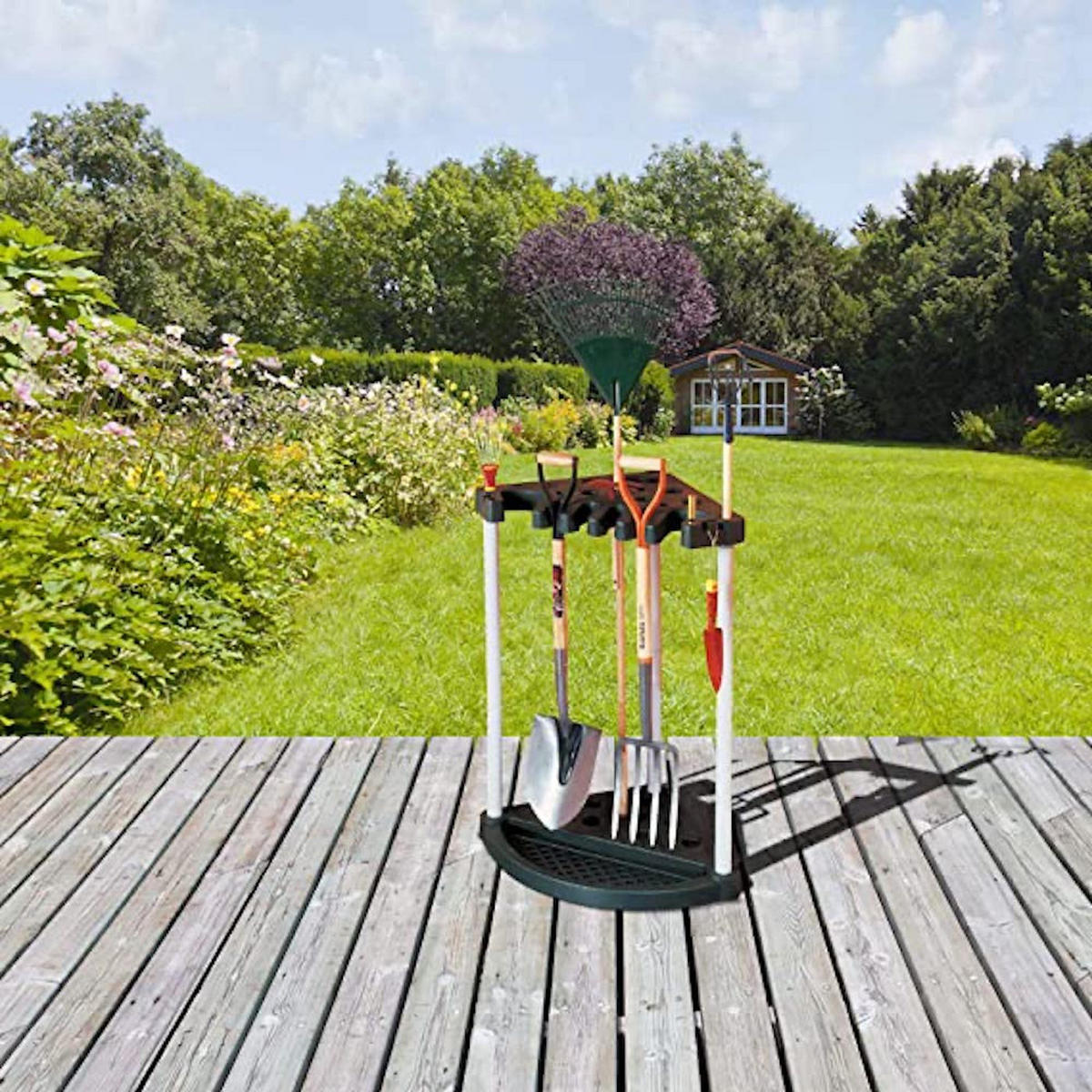 GARTENWERKZEUGHALTER aus robustem Kunststoff in Schwarz/Grau Maße: 73 x 37,5 x 37,5 cm - Schwarz, Kunststoff (37.5/73/37.5cm) - PROREGAL