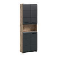 HOCHSCHRANK breit ICE (B/H/T: ca. 60/185/30 cm) in Nox Oak Nachbildung/schwarz matt - Eichefarben, Holz (60/185/30cm)