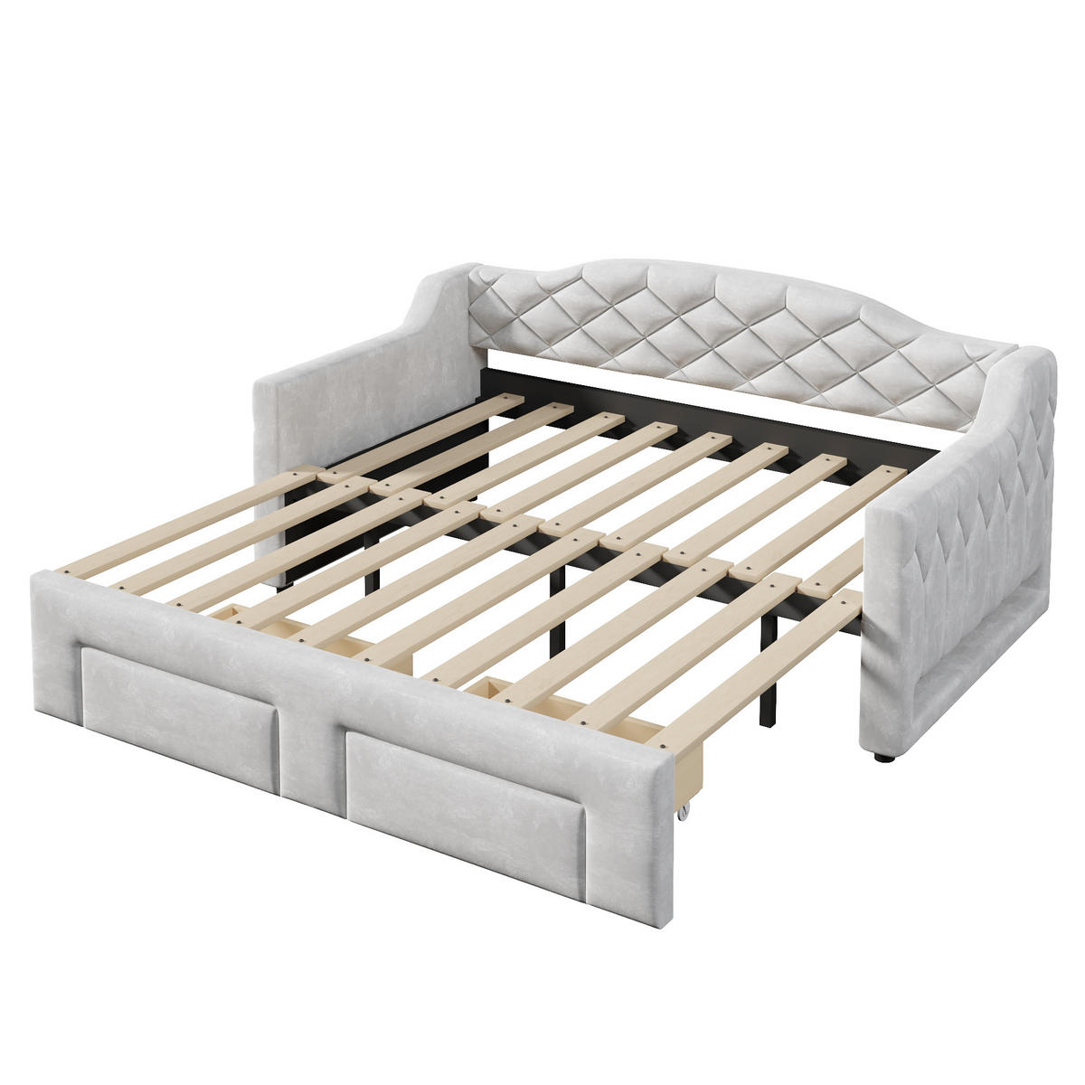 POLSTERBETT 90/200 mit Schubladen und LED-Beleuchtung in Grau - Grau, Holzwerkstoff/Textil (90/200cm) - EVRYAE