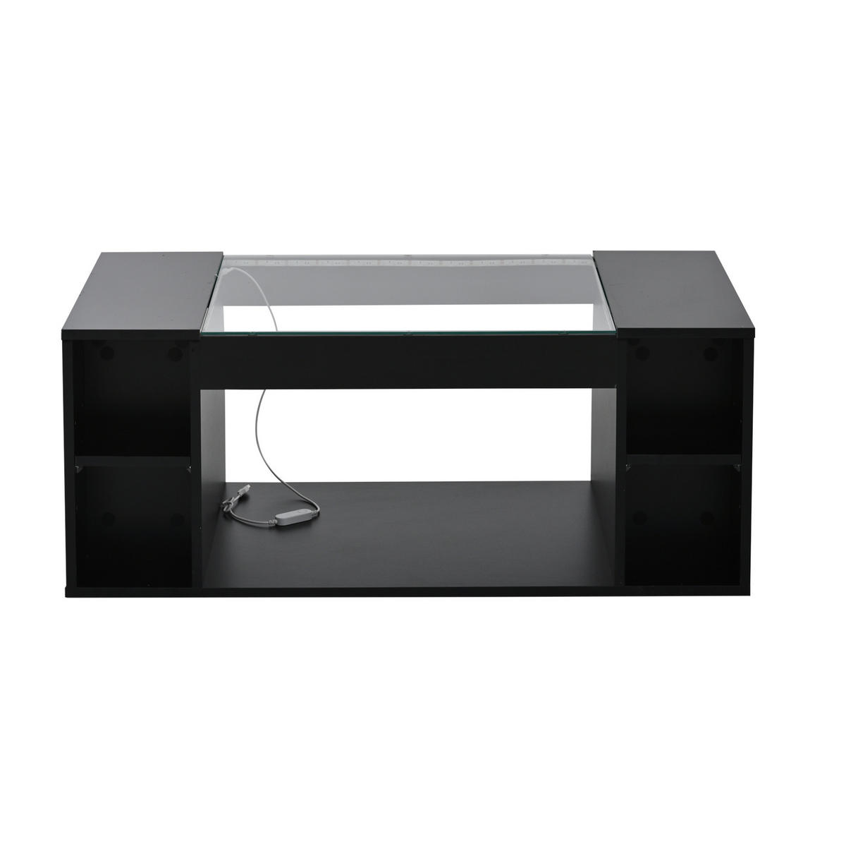 COUCHTISCH 100/50/40 cm mit LED-Beleuchtung, offener Ablage und Glasplatte, Schwarz - Schwarz, Holzwerkstoff (100/50/40cm) - Redom