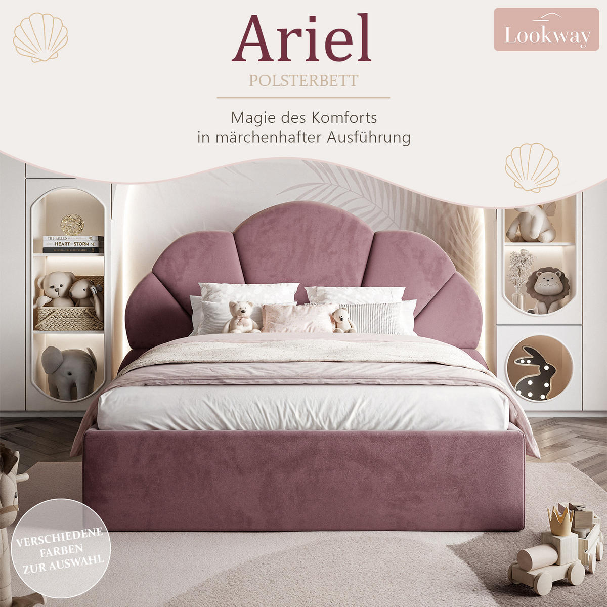 POLSTERBETT ARIEL mit Bettkasten 90x200 cm Element 10 - Rosa, Textil (90/200cm) - Lookway