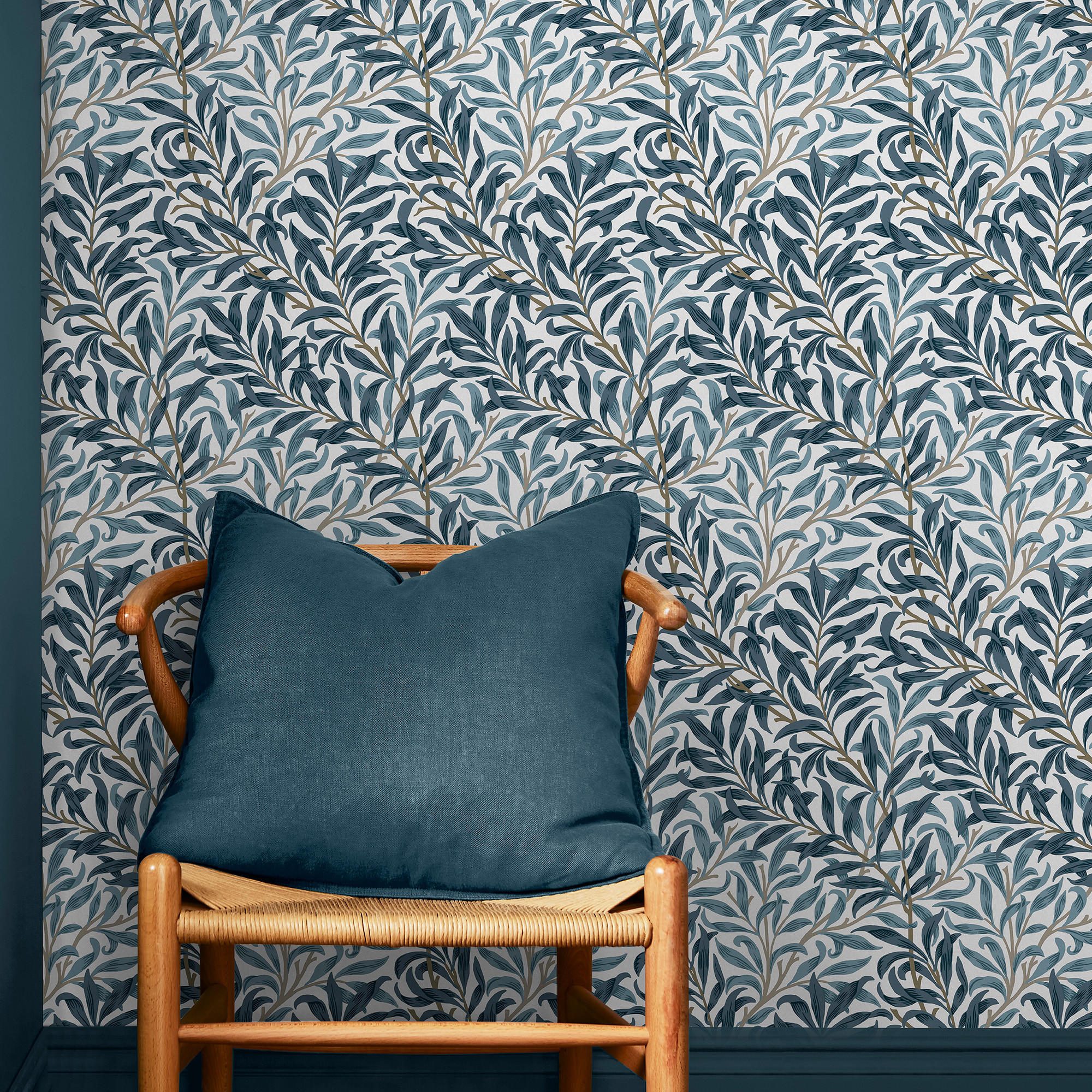 VLIESTAPETE Willow Bough Weiß & Blau - Blau/Weiß, Papier/Kunststoff (52/1000cm) - Graham & Brown