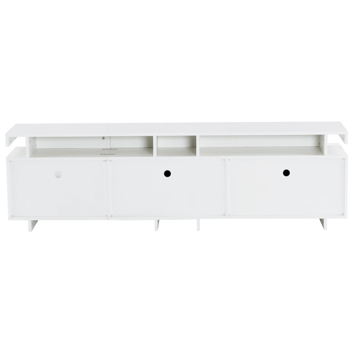 TV-LOWBOARD aus Spanplatte 170x35x50 cm Weiß mit LED-Beleuchtung, Kabelmanagement und Stauraum - Weiß, Holzwerkstoff (170/50/35cm) - Modfu