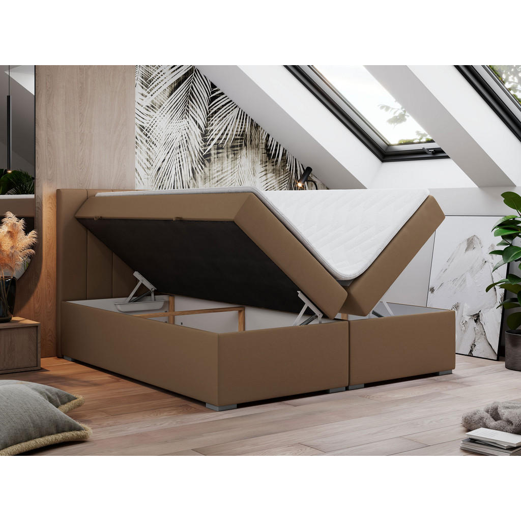 Thumbnail - Boxbett, Braun, Textil, 2-Sitzer, H3, 7-Zonen, Rechteckig, 160x200 cm, Oeko-Tex®, Schlafzimmer, Betten, Boxspringbetten