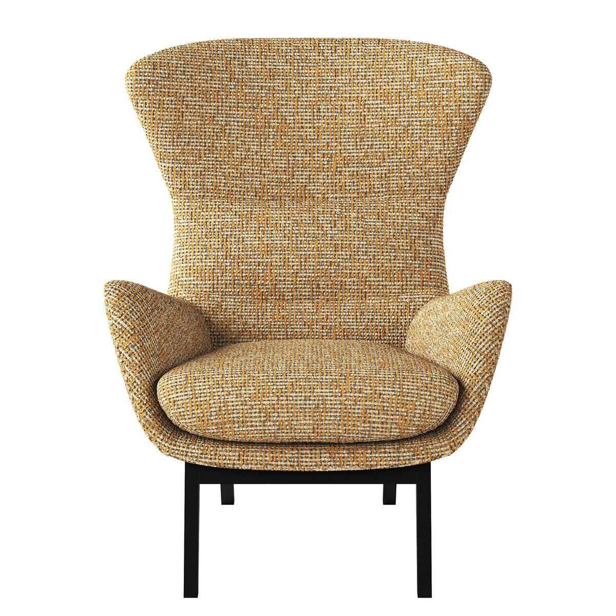 SESSEL mit Holzfüßen - Schwarz/Honig, Birkenholz/Textil (84/99/96cm) - home24