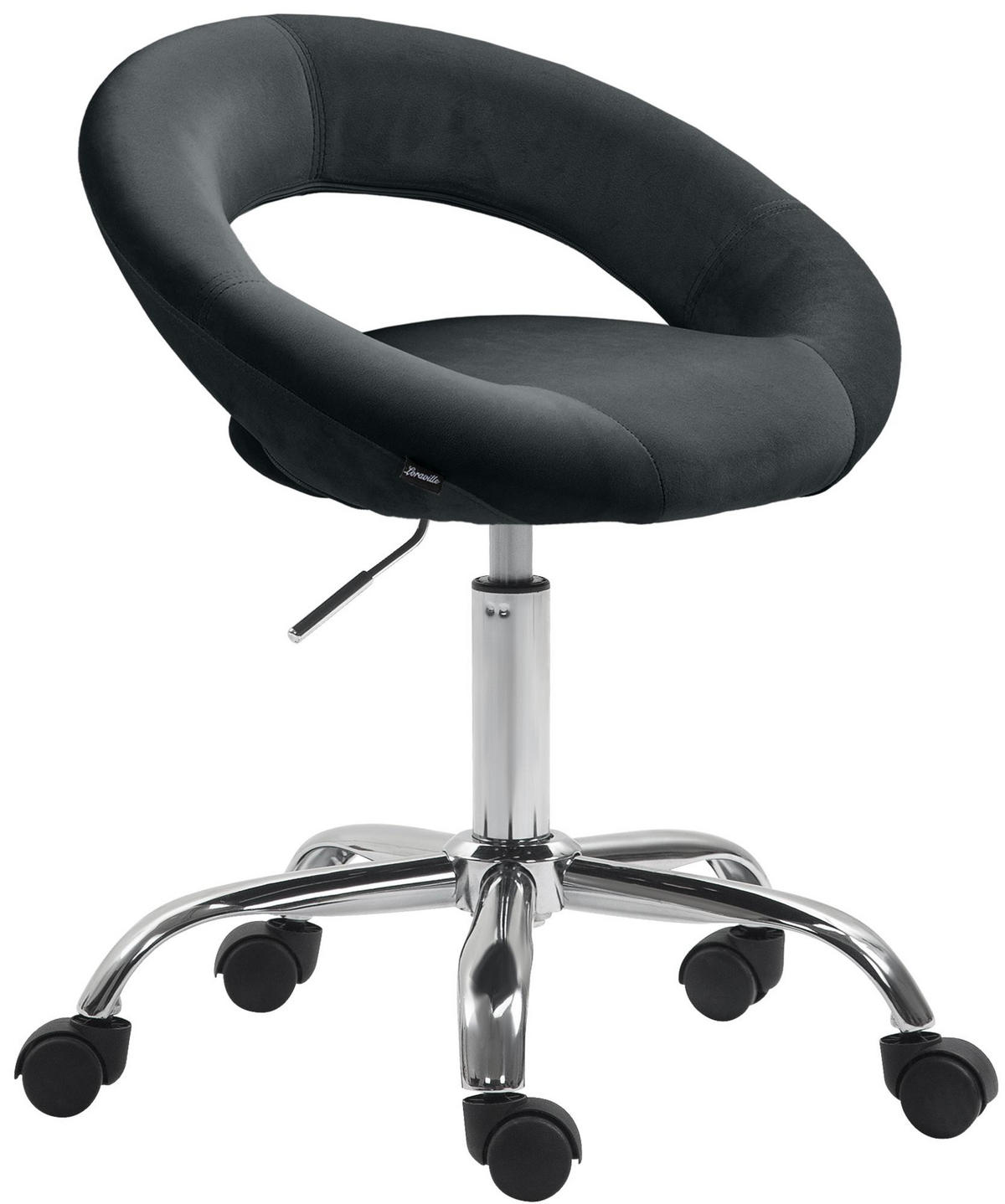 HOCKER Samt schwarz - Schwarz, Textil/Metall (53/66/47cm) - CLP