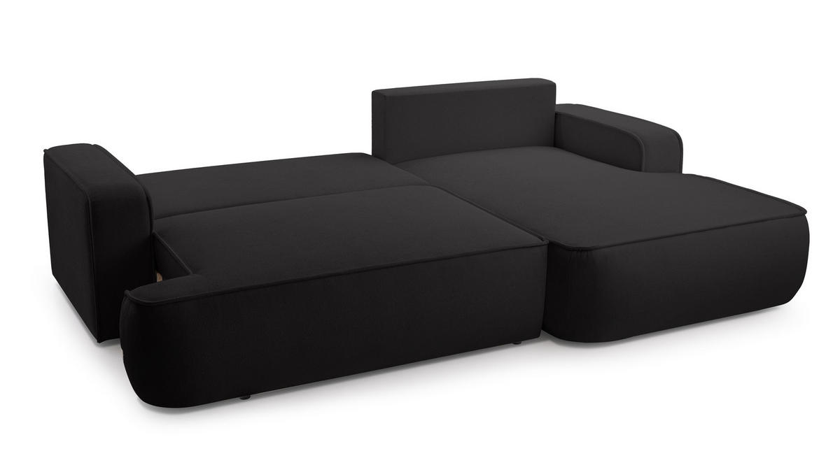 ECKSOFA L Form Ablia Schwarzes 267/168/87 cm mit Schlaffunktion R - Schwarz, Kunststoff/Textil (267/168cm) - AX Living
