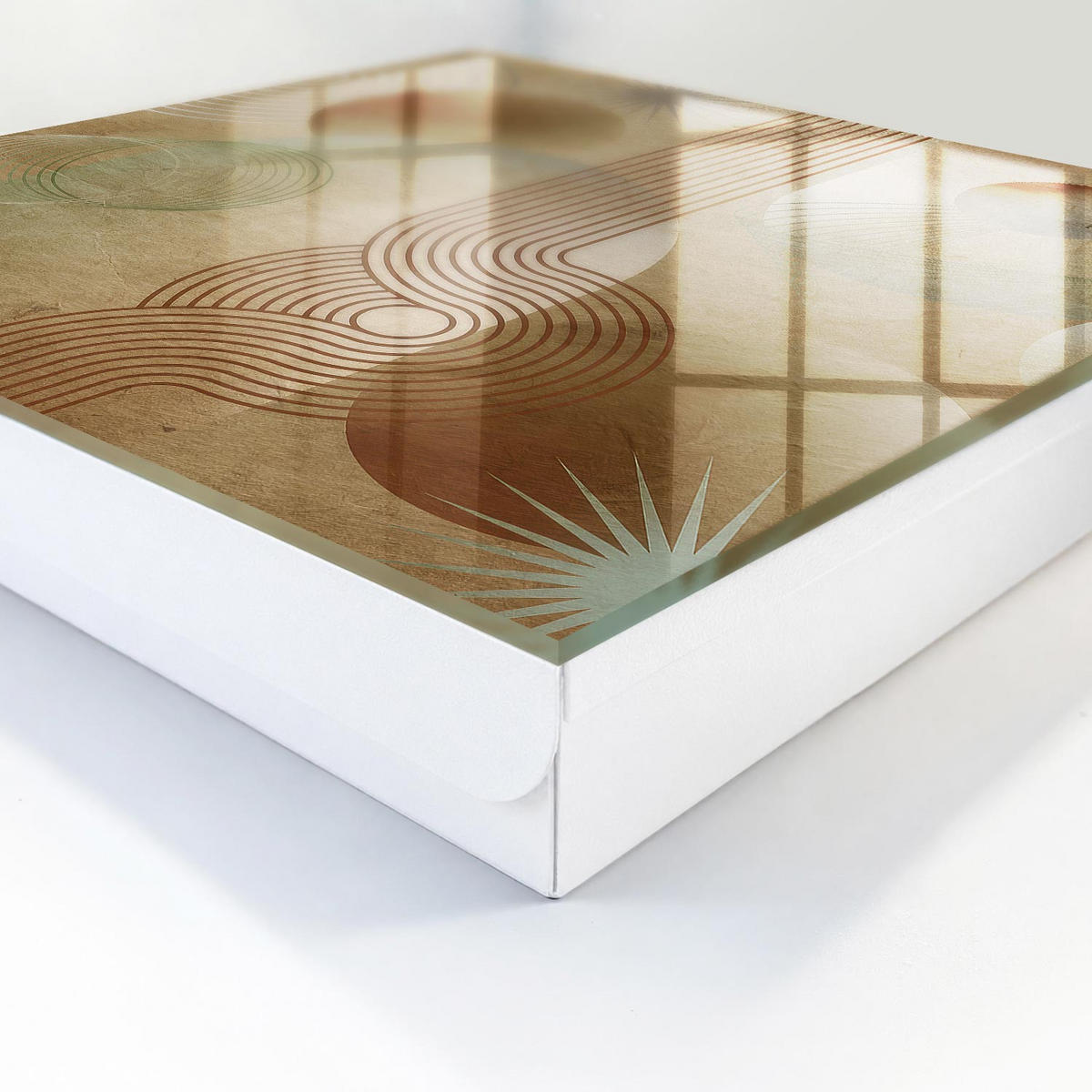 SCHLÜSSELBOX Weiß 30x30 cm – Türöffnung nach rechts - Geometrische Formen - Beige, Metall (30/30/5cm) - TULUP