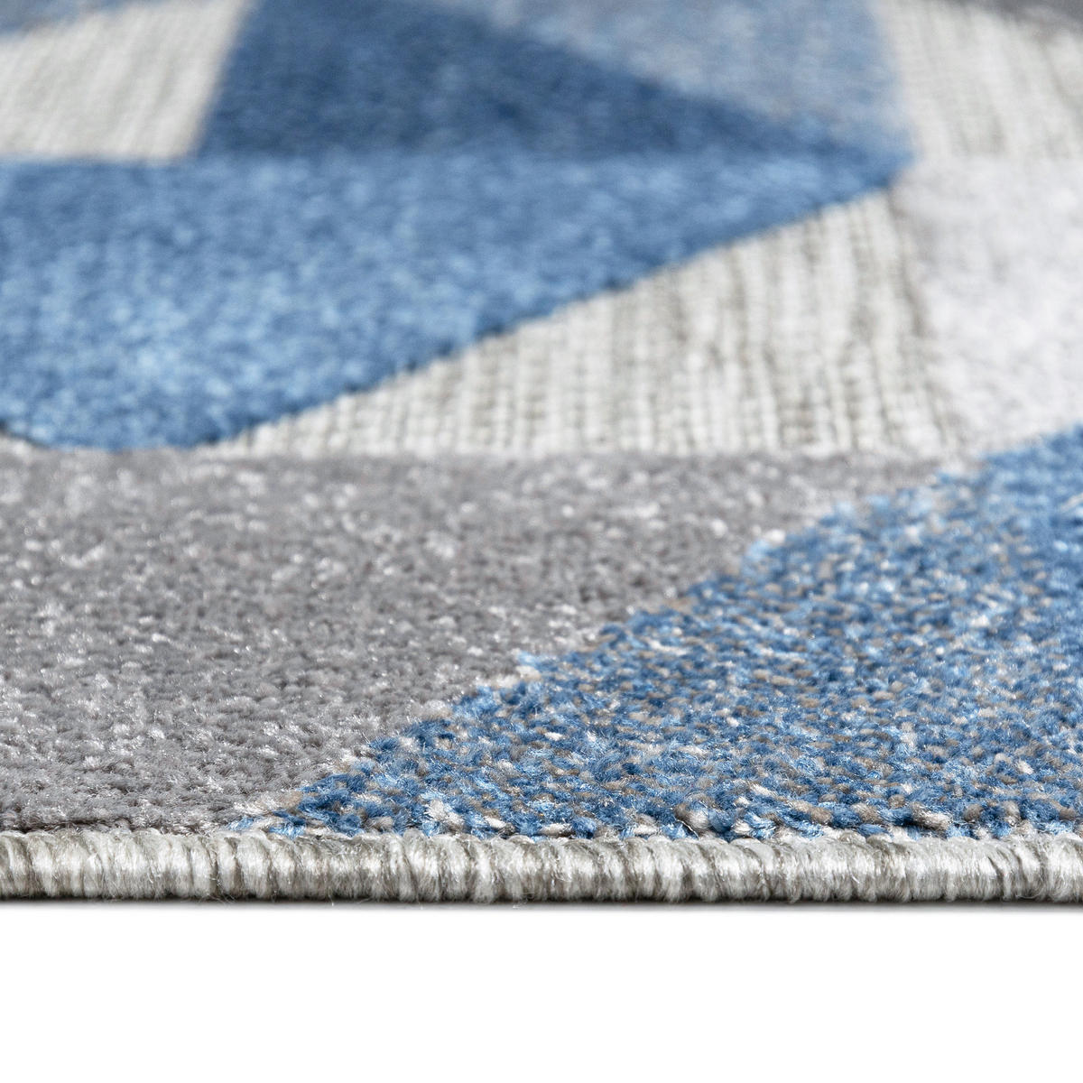 TEPPICH Outdoor Blue Grey Geometrisch Kurzflor Rechteckig- 160x230 cm - Blaugrau, Textil (160/230cm) - Mazovia