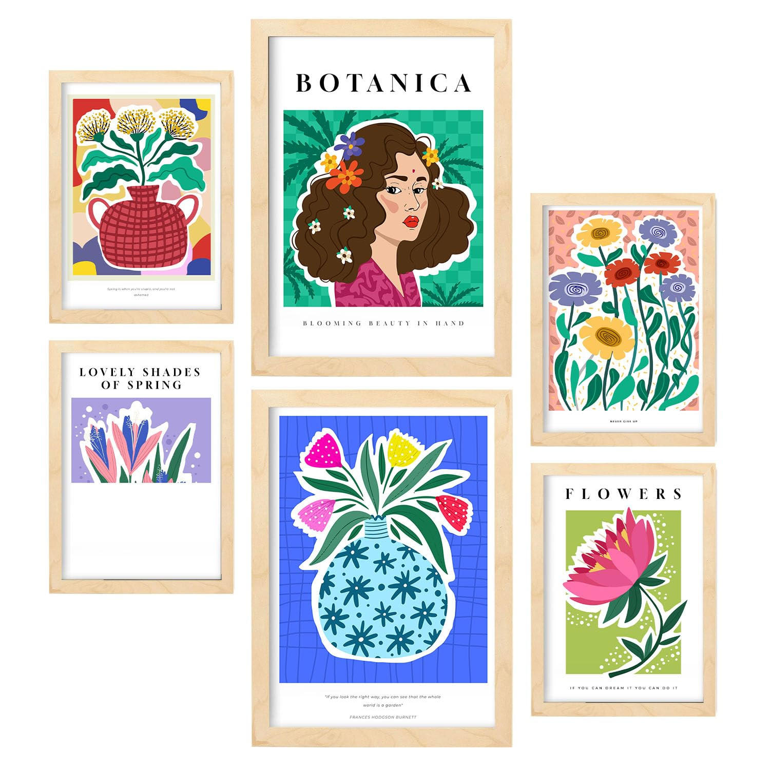 POSTER Set Mit 6 TraumA3 & A4 Rahmen Aus Hellem Holz - Beige, Papier (29/3cm) - Nacnic