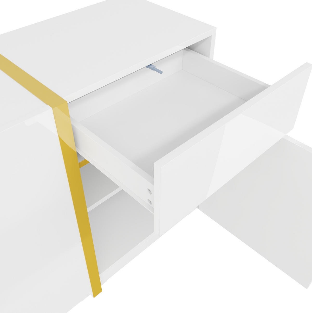 KOMMODE aus MDF & Spanplatte 160x40x78cm in Weiß mit Hochglanz - Weiß, Holzwerkstoff (160/78/40cm) - Modfu