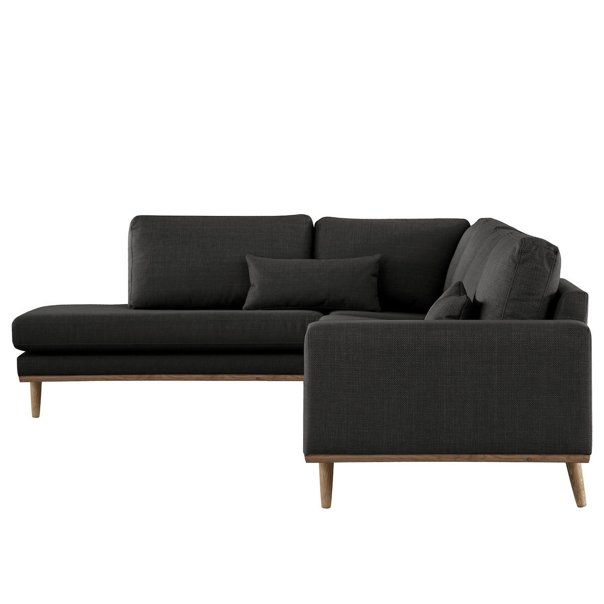 ECKSOFA mit Ottomane - Eichefarben/Schwarz, Eichenholz/Textil (287/219cm) - home24