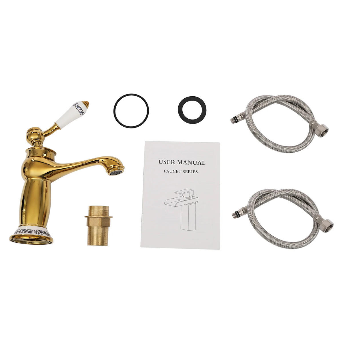 WASCHTISCHARMATUR Retro Einhebelmischer Antik Messing Gold - Goldfarben, Metall (16.5/19/6.4cm) - Kaket