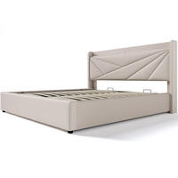 POLSTERBETT aus Baumwoll-Leinen 180x200 cm in Beige mit USB- & Typ-C-Ladefunktion - Beige, Textil (180/200cm) - Modfu