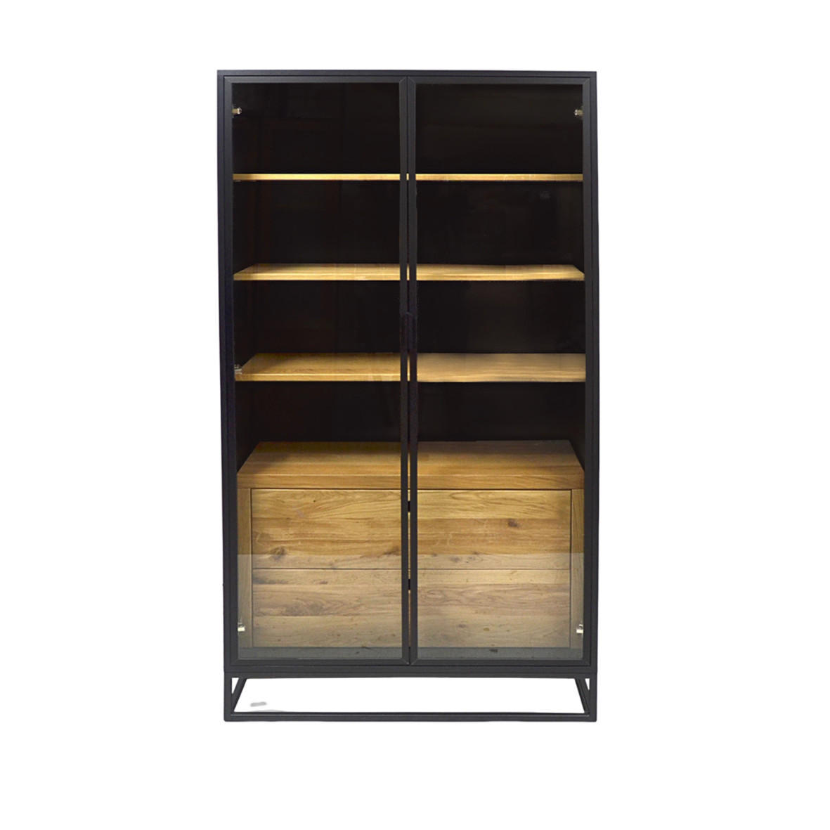 STANDVITRINE mit Massivholz CARLA - Eichefarben, Holz (100/180/45cm) - Rawood Furniture