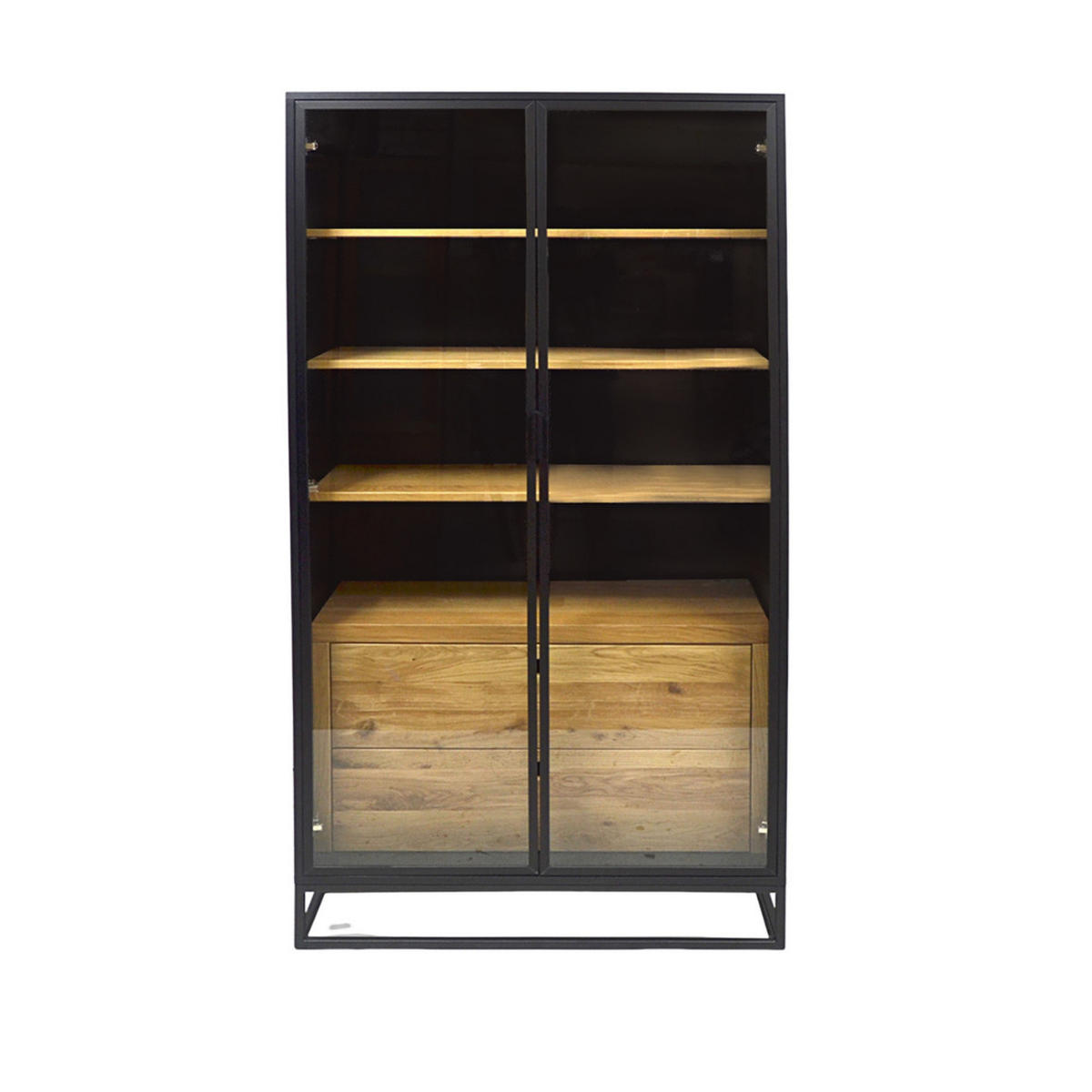 STANDVITRINE mit Massivholz CARLA - Eichefarben, Holz (100/180/45cm) - Rawood Furniture