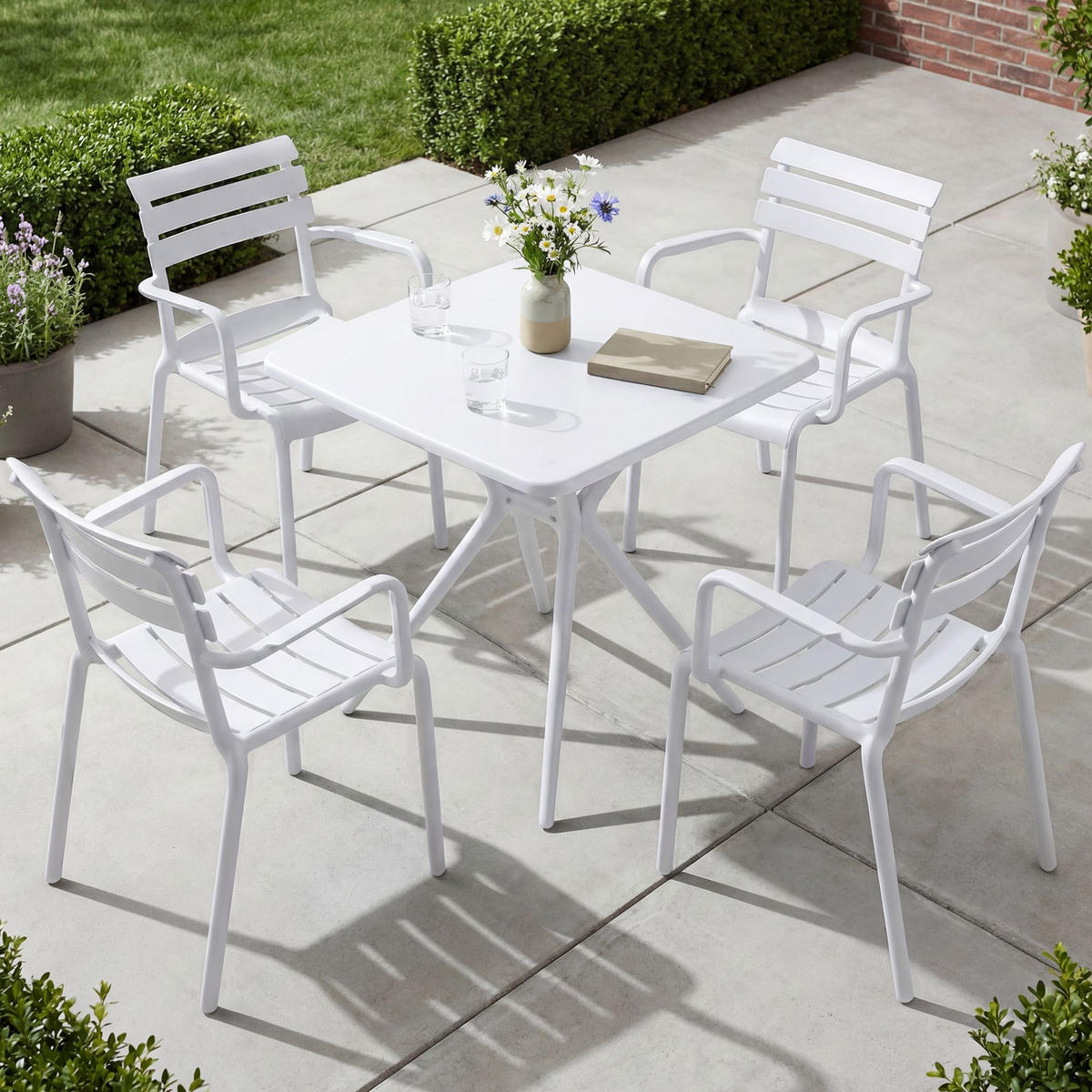 GARTENSITZGRUPPE 4 Kunststoff Weiß - Weiß, Kunststoff - CLP