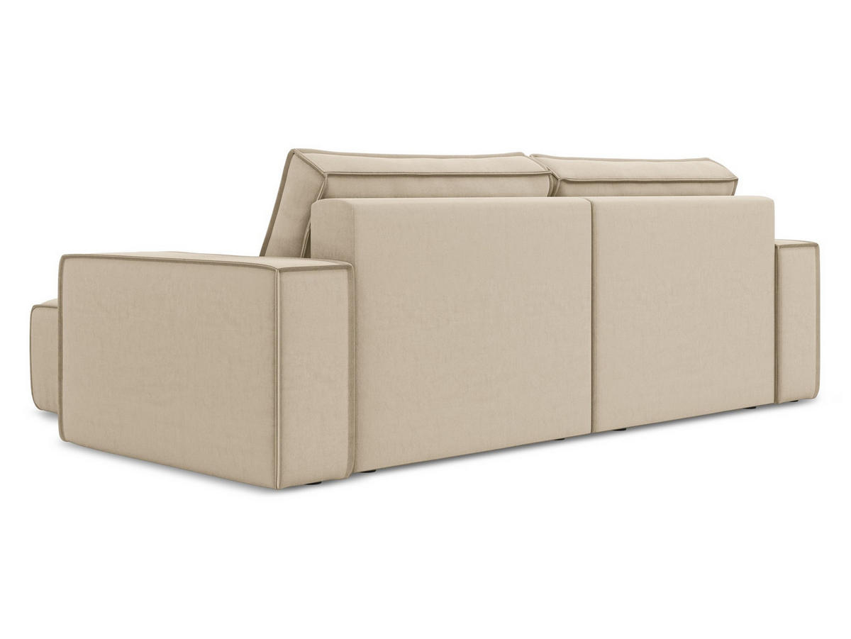 ECKSOFA mit Schlaffunktion Samt Stoff Beige - Beige/Creme, Kunststoff/Textil (257/148cm) - Makamii
