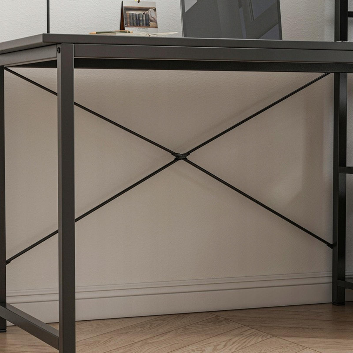 SCHREIBTISCH, schwarz 119.5x48x120cm - Schwarz, Holzwerkstoff (48/119.5/120cm)