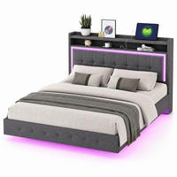 POLSTERBETT 140/200 cm in Grau Leinen mit LED und USB - Grau, Holzwerkstoff/Textil (140/200cm) - CHICFURN