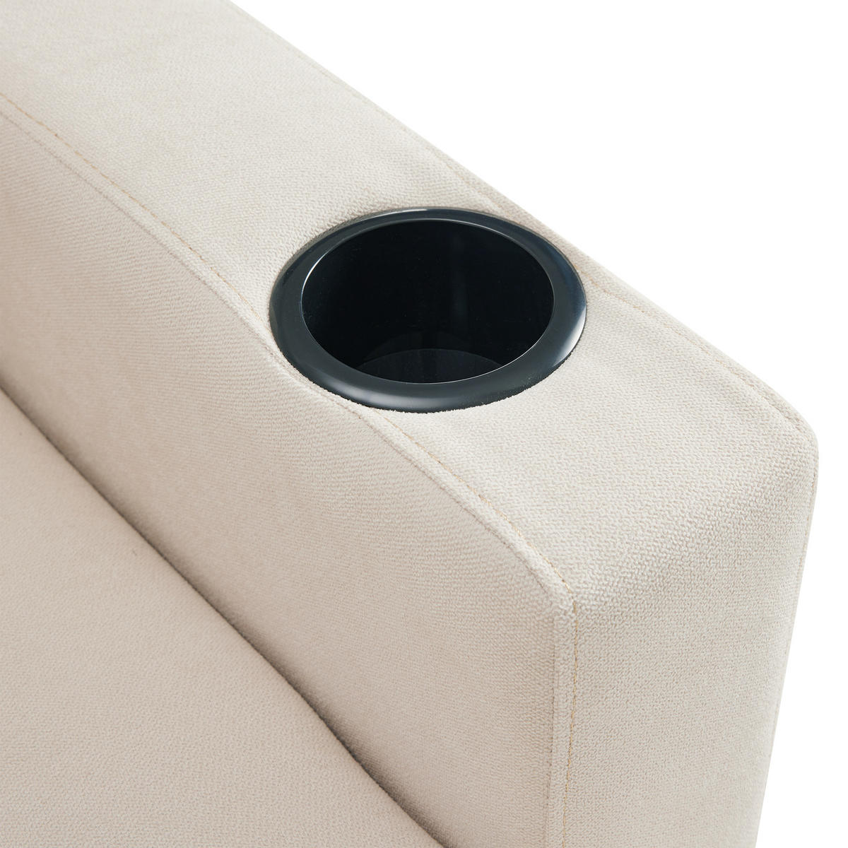 ECKSOFA Leinen Beige mit Stauraum, Getränkehalter und mit Kissen - Beige, Holzwerkstoff/Textil (175/129cm) - WISHDOR