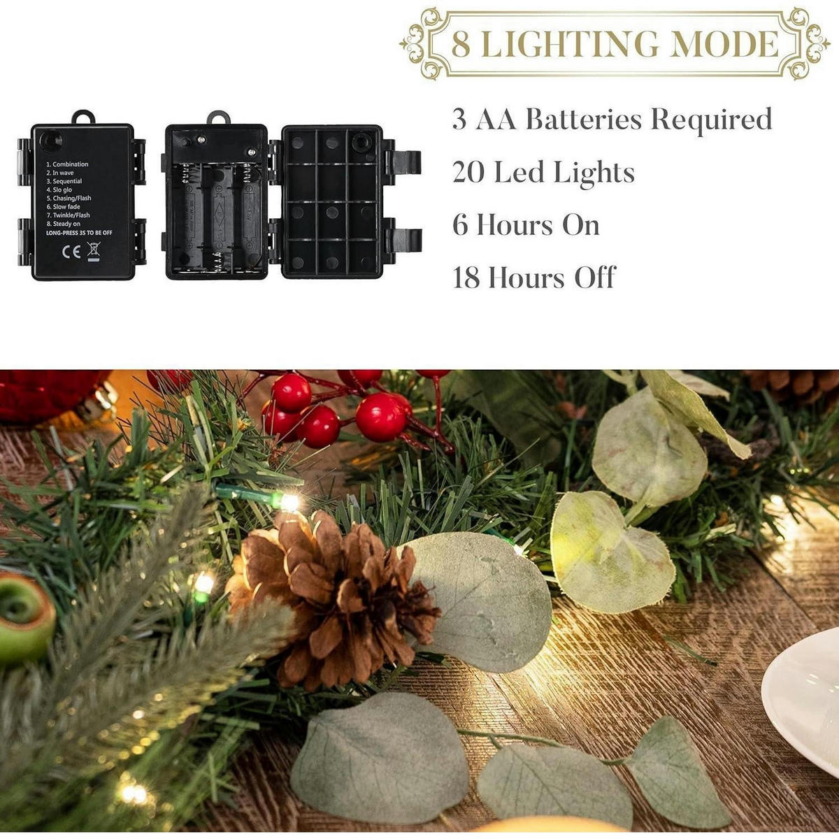 WEIHNACHTSGIRLANDE mit LED-Lichtern 183 cm - Multicolor, Textil (40.6cm)