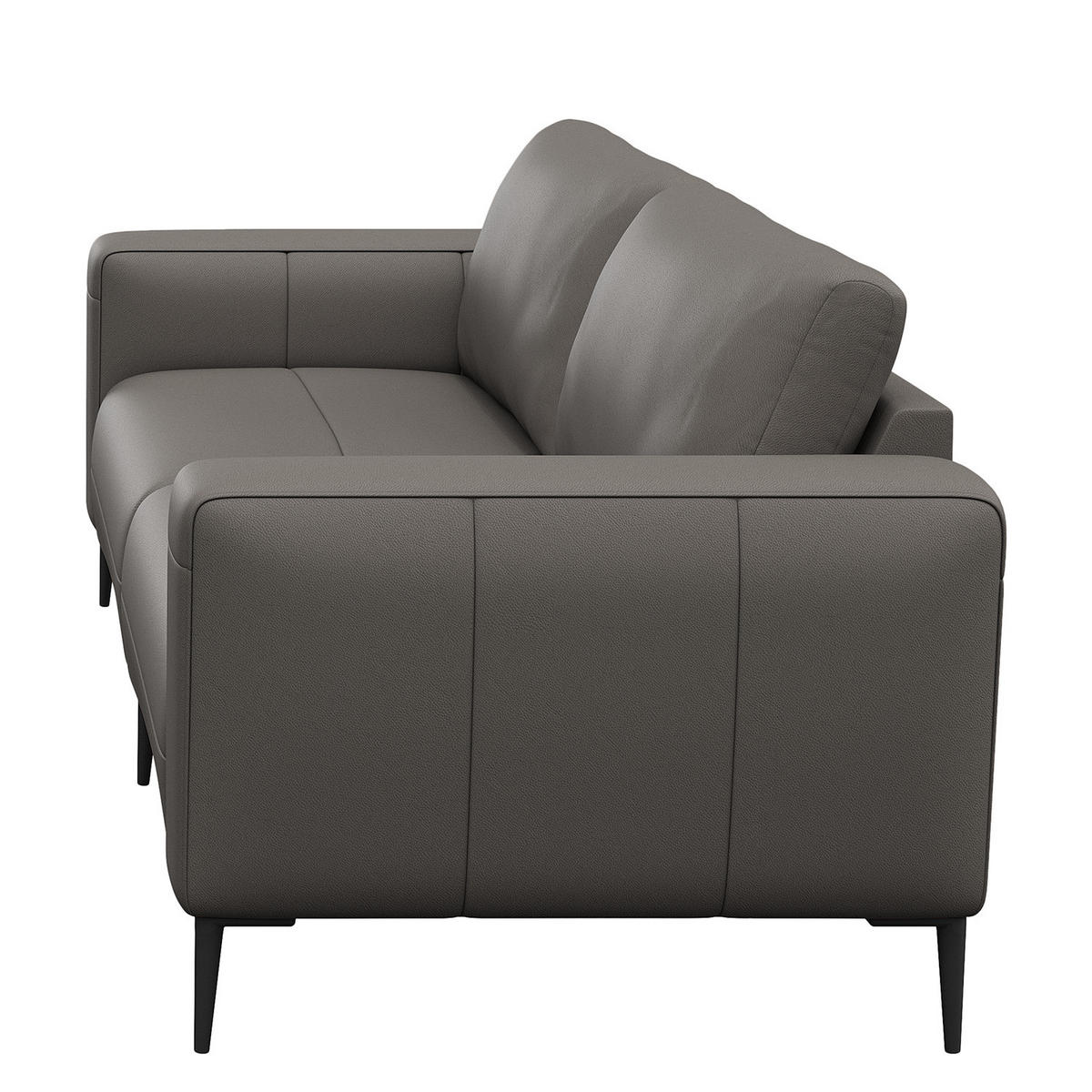 3-SITZER SOFA - Schwarz/Grau, Leder/Metall (225/77/88cm) - home24