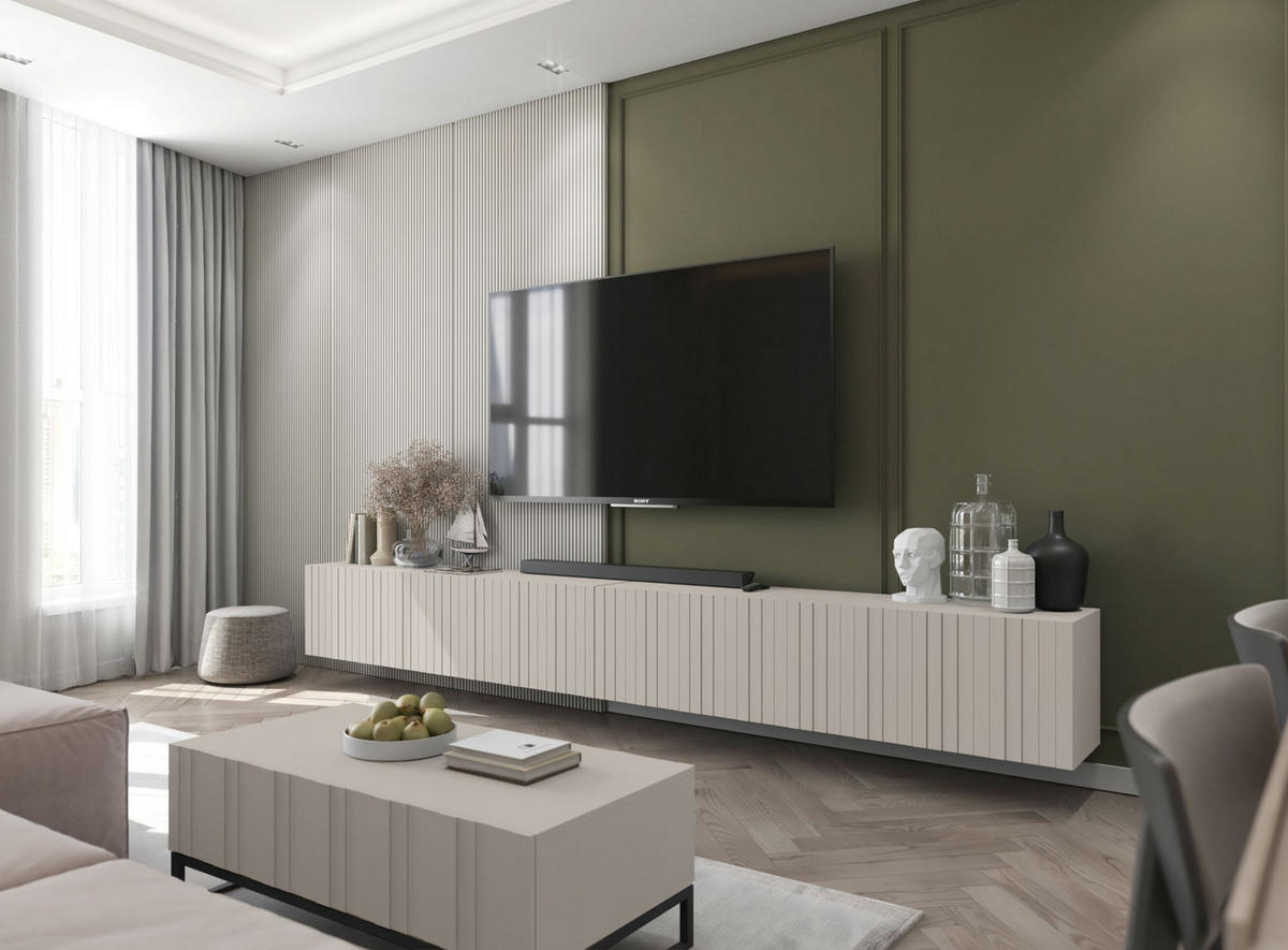 TV-SCHRANK Elpis Kaschmir Matt Glamour 150 cm - Kaschmir, Holzwerkstoff (150/37.5/36.5cm) - Meble Lindner