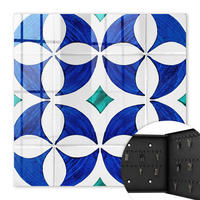 SCHLÜSSELBOX Schwarz 30x30 cm- Türöffnung nach rechts - Geometrisches Motiv - Blau, Metall (30/30/5cm) - TULUP