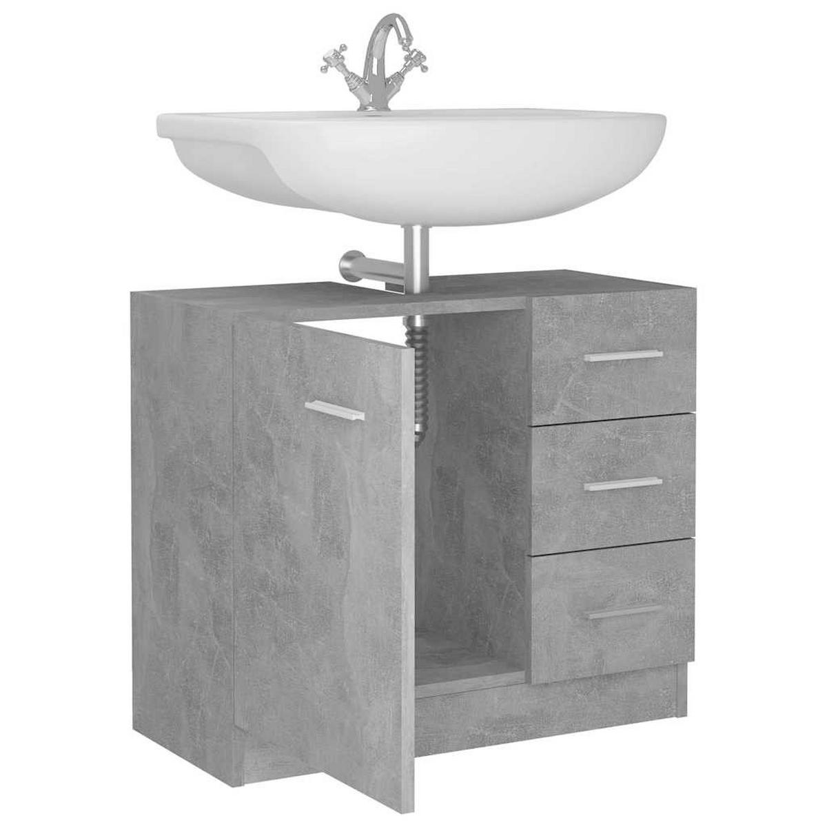 WASCHBECKENUNTERSCHRANK Betongrau 63/30/54 Cm Holzwerkstoff - Grau, Holzwerkstoff (30/54/63cm) - vidaXL