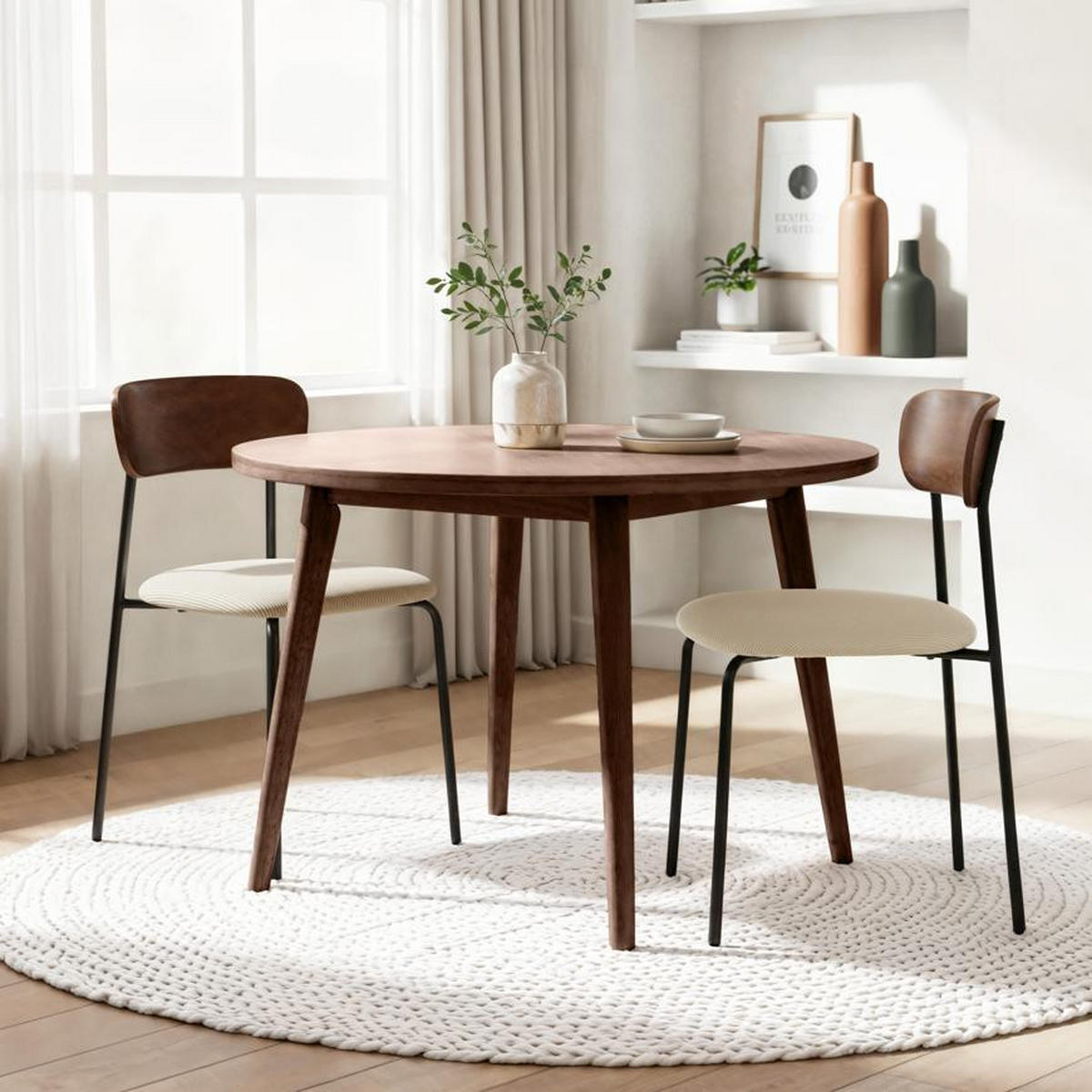 STÜLE 2er-Set Olivia skandinavische aus beigem Cord - Beige/Schwarz, Textil/Metall (46/81/50.5cm) - Sicaan