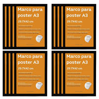 RAHMEN Set mit 12 aus MDF und Acrylglas Schutz und Aussteller für Fotografien, Bilder, Poster, Gemälde, Dekoration für Haus Farbe Schwarz A3 - Schwarz, Holz (29.7/3/42cm) - Nacnic