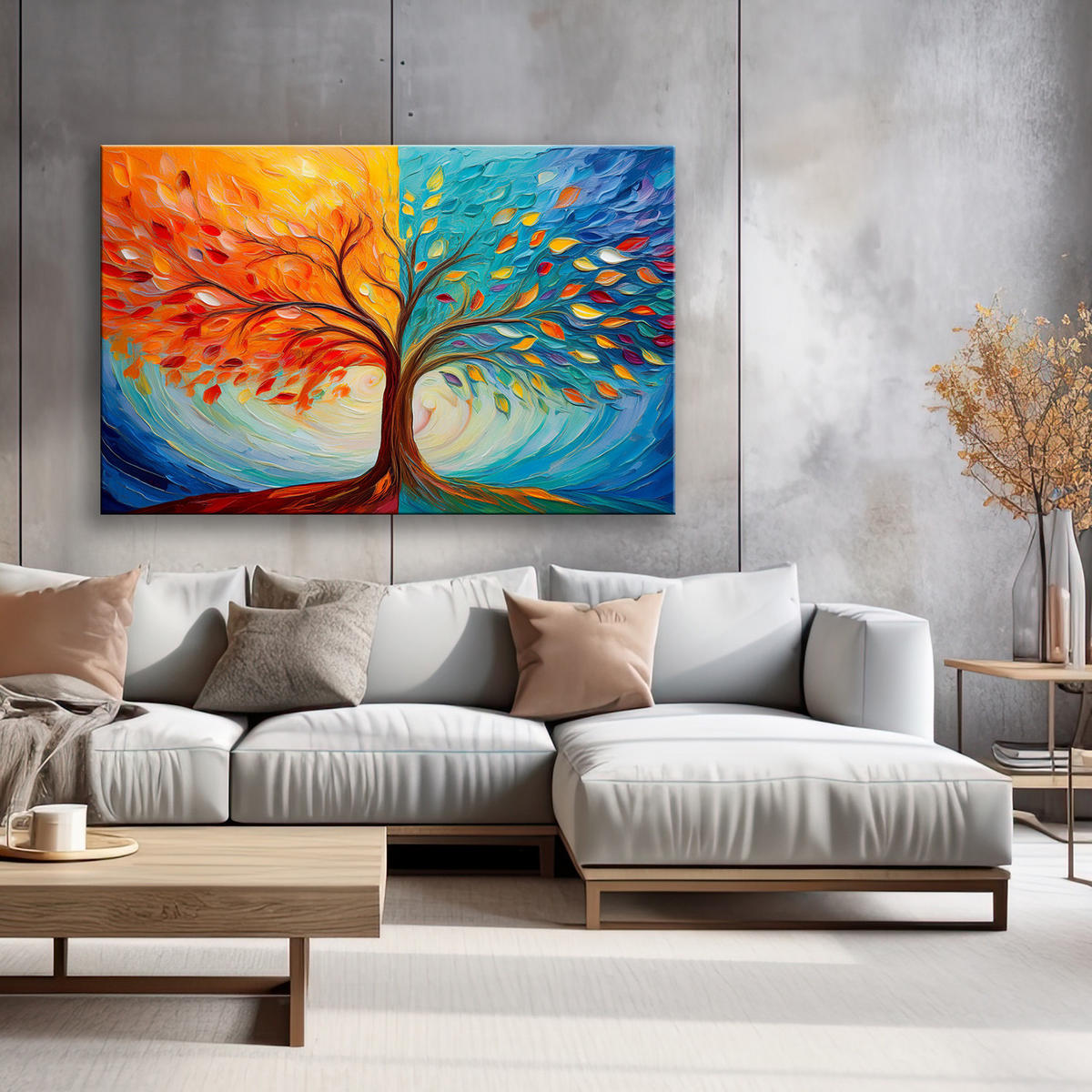 WANDBILD bunter liebesbaum abstraktion - Multicolor, Textil (60/40cm) - Feeby