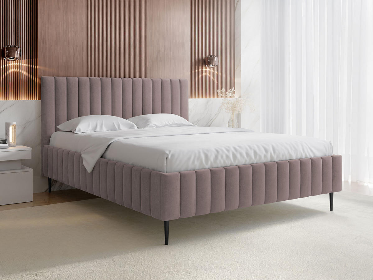 POLSTRBETT Lewezo Leg - Violett/Schwarz, Holzwerkstoff/Textil (180/200cm) - MIRJAN24