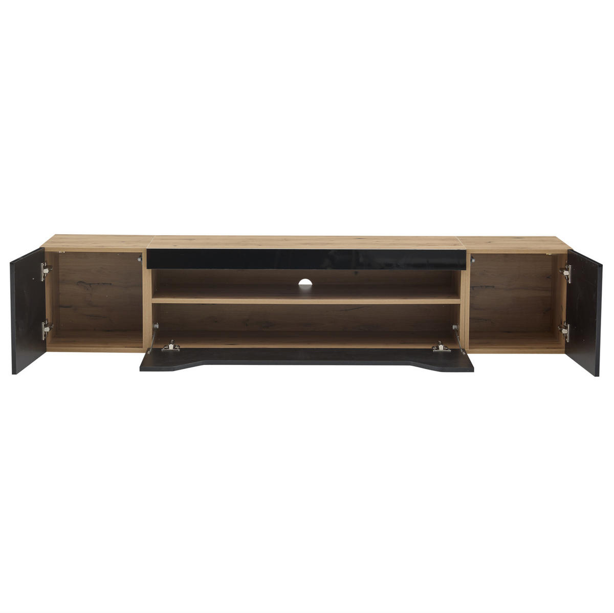 TV-SCHRANK 170/36/55 cm weiß MDF mit Goldverzierungen und Soft-Close-Scharniere - Schwarz, Holzwerkstoff (180/36/37cm) - OKWISH