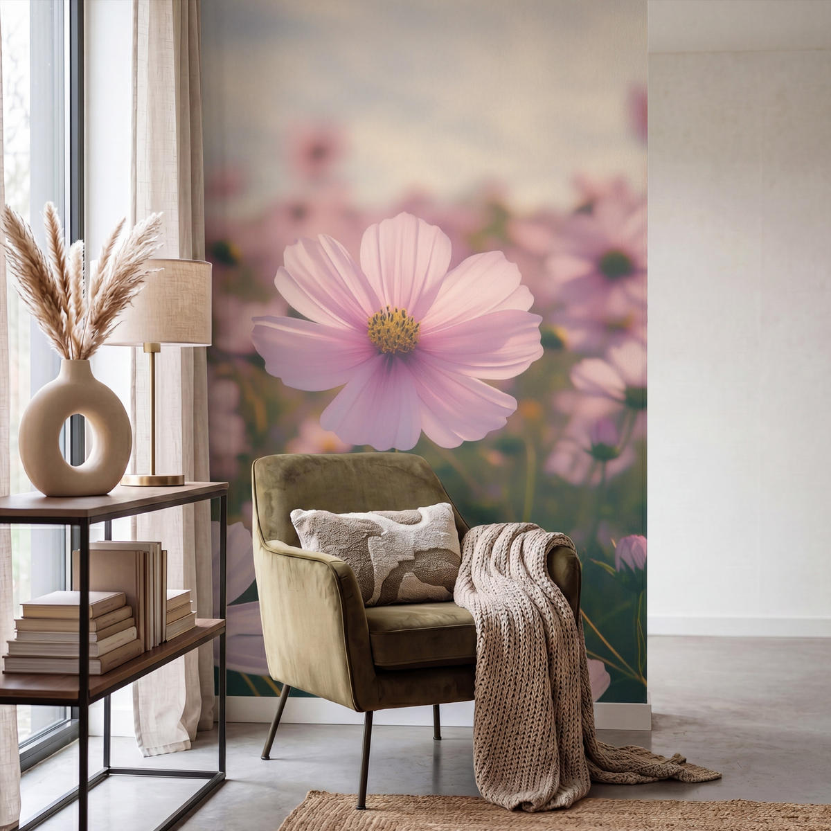 TAPETE - Blumen - Lila - Unscharf - 140x220 cm - Rosa, Papier (140/220cm) - OnlyWow