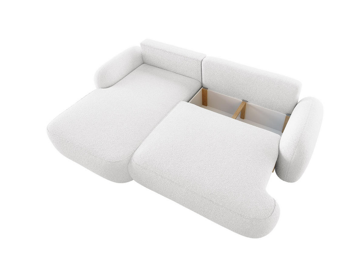 ECKSOFA MIVARO Schlaffsofa Boucle Beige (LINKS) - Weiß, Textil (176/276cm) - Luxkor24