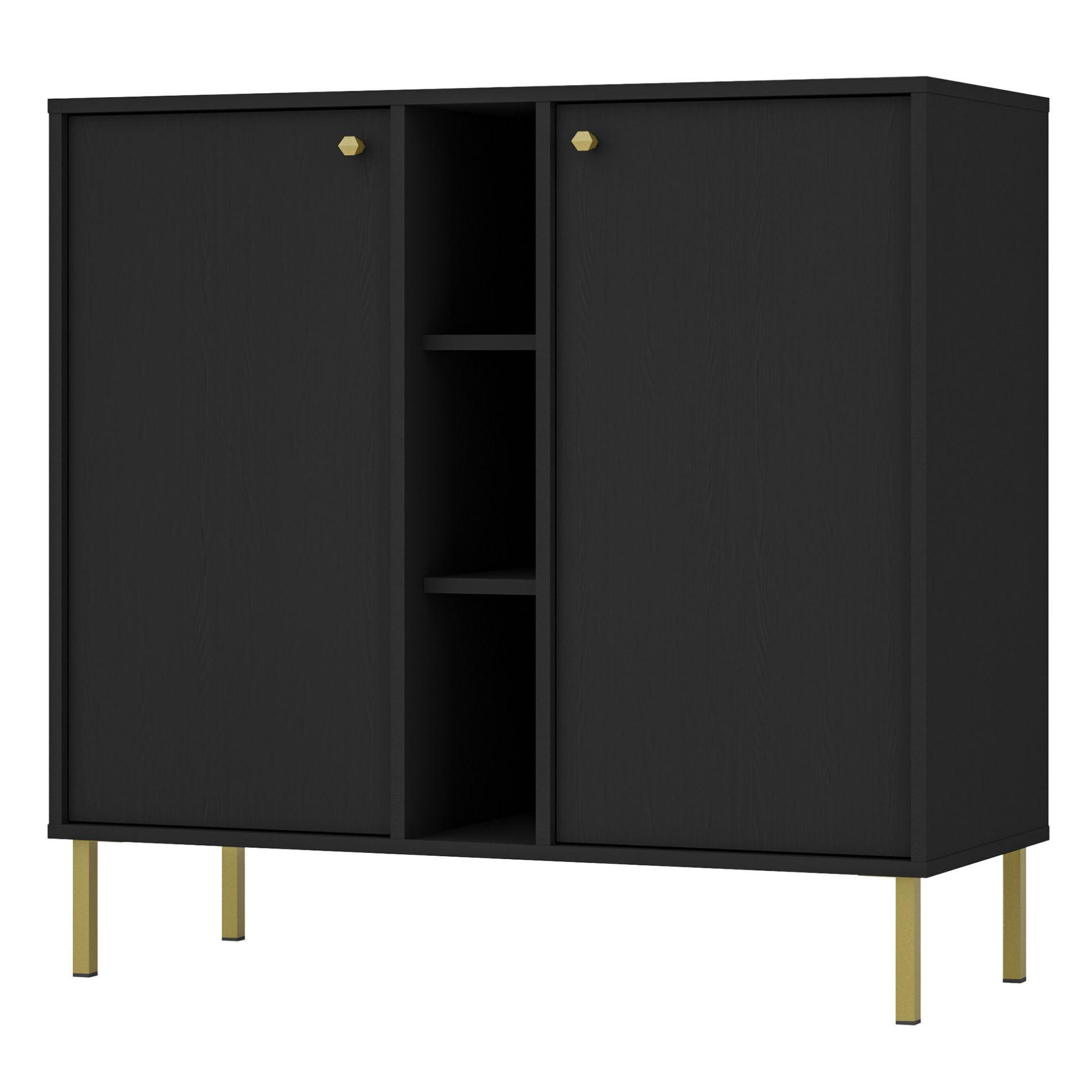 SIDEBOARD Oktio Schwarz-Graphit 100 cm - Goldfarben/Schwarz, Holzwerkstoff/Metall (100.2/95/40.8cm) - Selsey