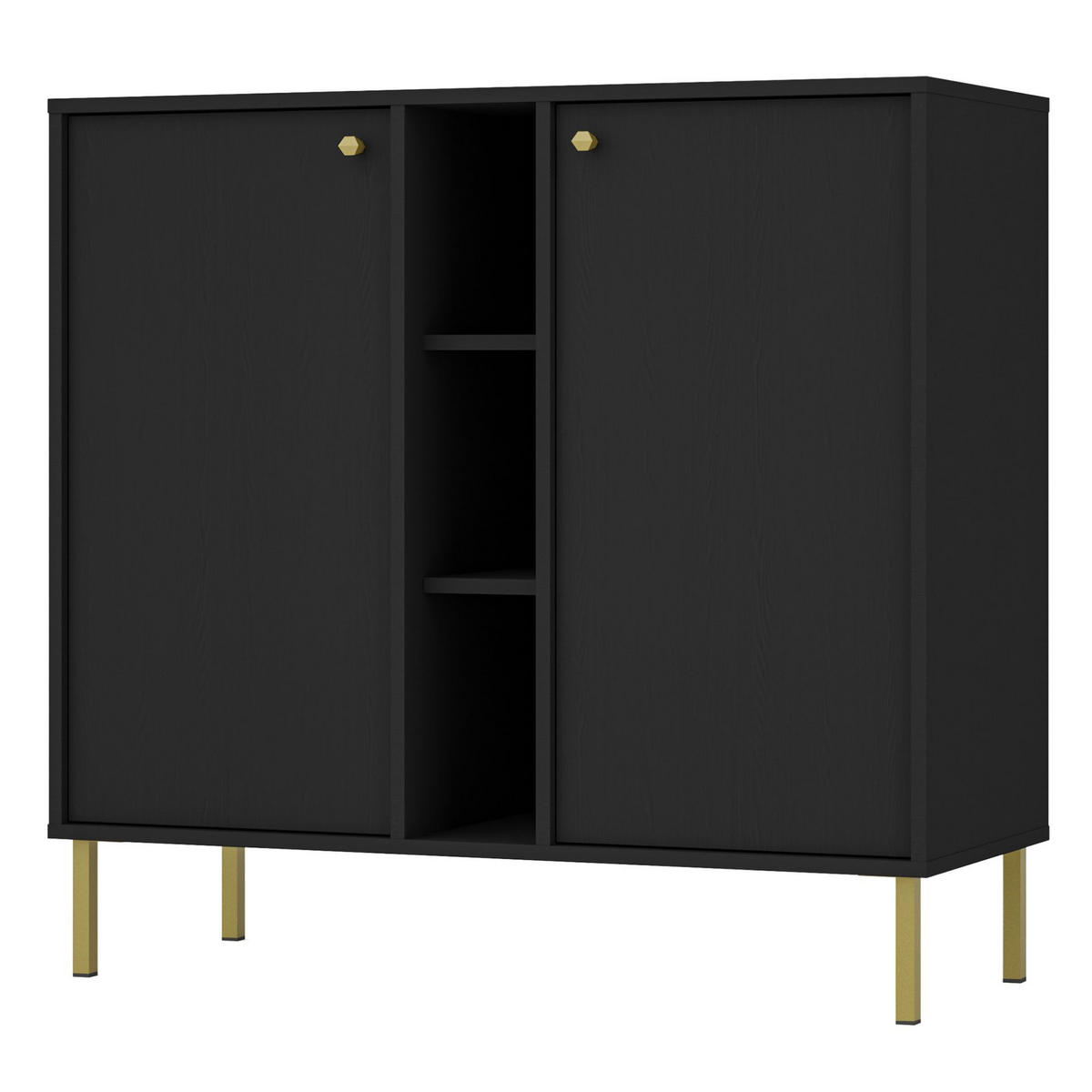 SIDEBOARD Oktio Schwarz-Graphit 100 cm - Goldfarben/Schwarz, Holzwerkstoff/Metall (100.2/95/40.8cm) - Selsey