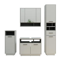 BADMÖBEL-SET Beatrice Grau 4 Teile - Anthrazit/Grau, Holzwerkstoff (80/64/40cm) - Vicco