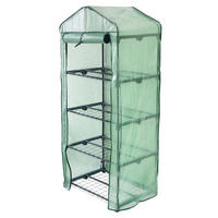 MINI-GEWÄCHSHAUS / Foliengewächshaus mit 4 Regale und Polyethylen-Abdeckung - Grün, Metall (69/1/49cm) - Monstershop