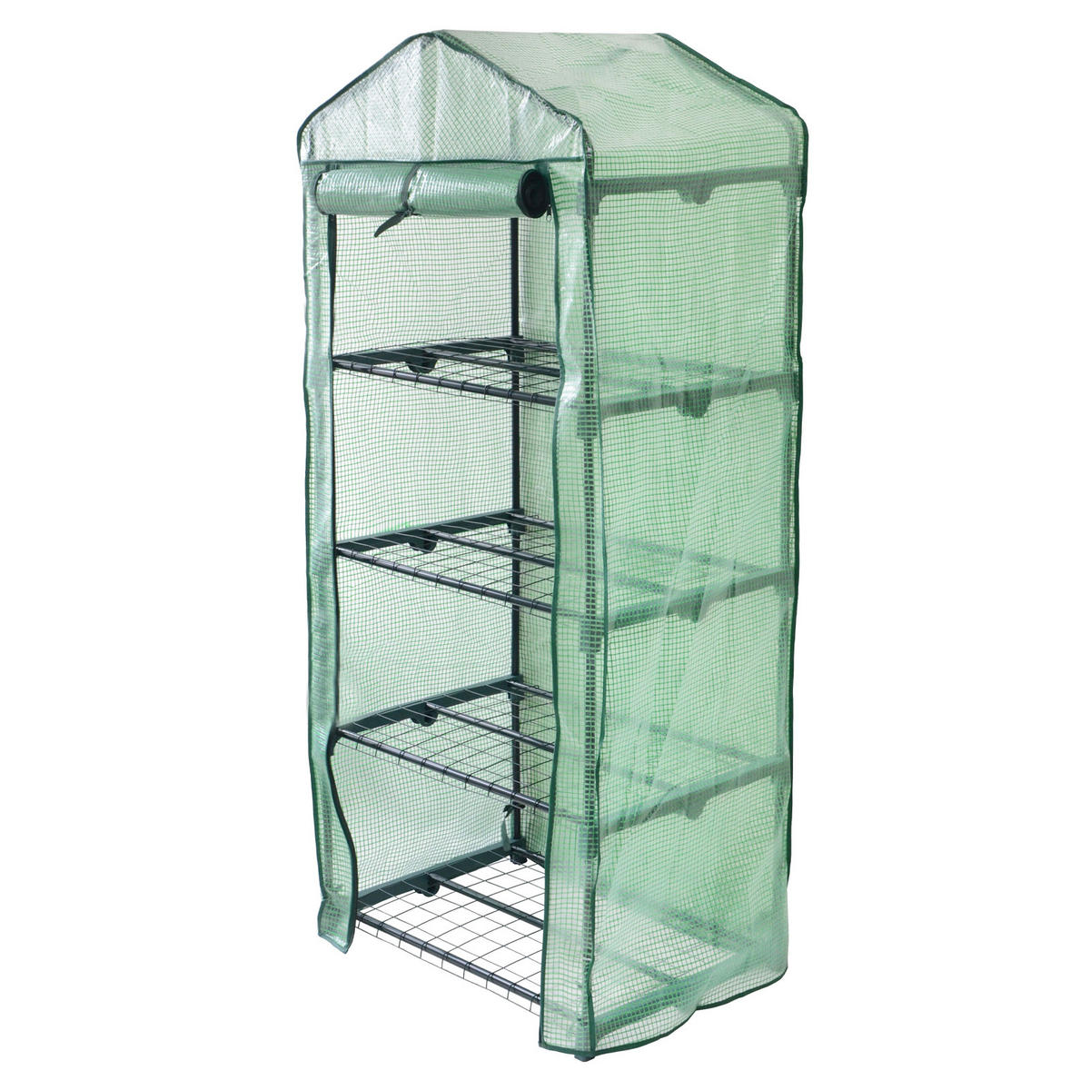 MINI-GEWÄCHSHAUS / Foliengewächshaus mit 4 Regale und Polyethylen-Abdeckung - Grün, Metall (69/1/49cm) - Monstershop